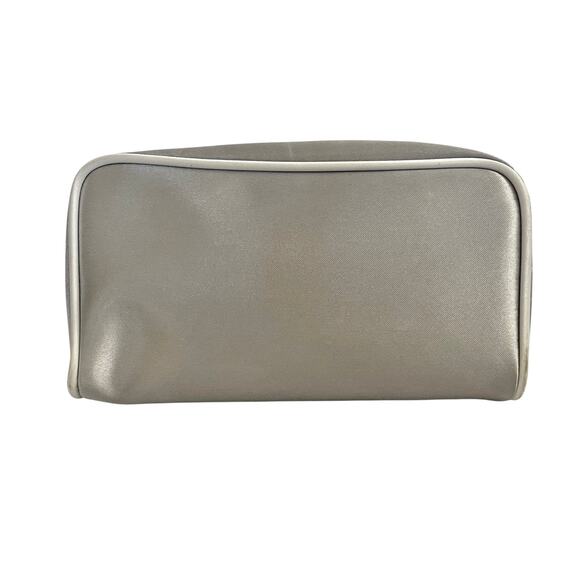 Dior Parfums Silver White Double Zip Toiletry Bag Trousse de Toilette Wristlet - Picture 2 of 9